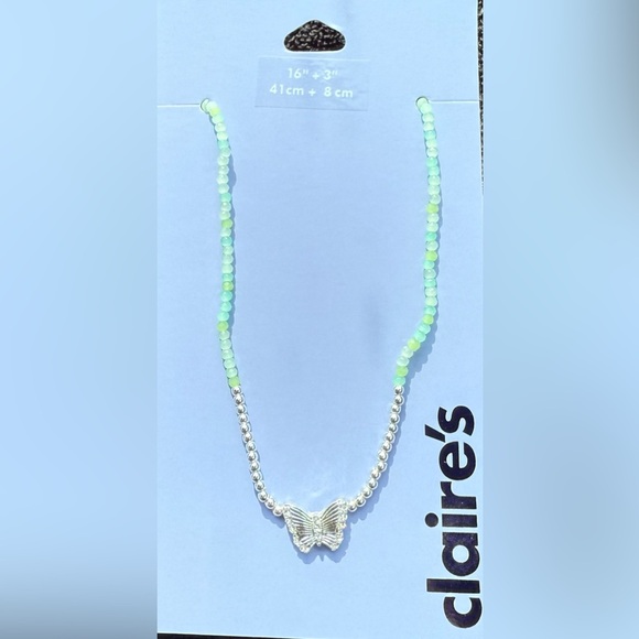Claire's Silver-tone Butterfly Seed Bead Pendant Necklace - Picture 2 of 8